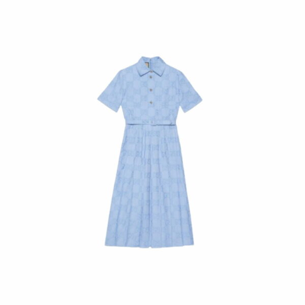 Cotton Poplin Midi Dress Blue For Women 741057 Z8BGE 4910