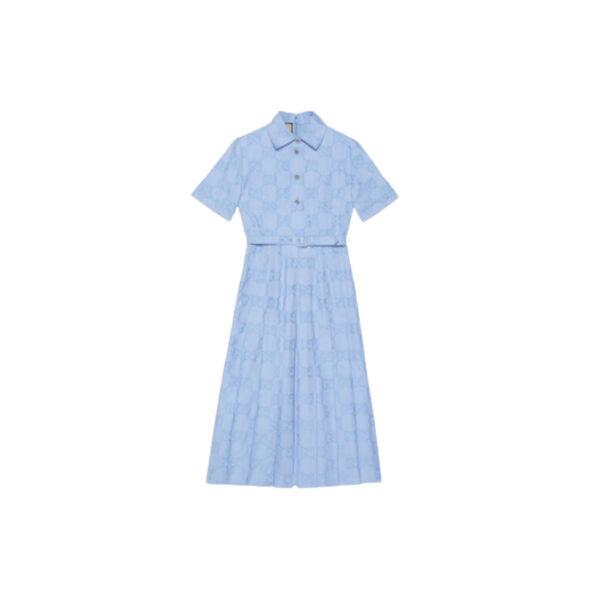 Cotton Poplin Midi Dress Blue For Women 741057 Z8BGE 4910