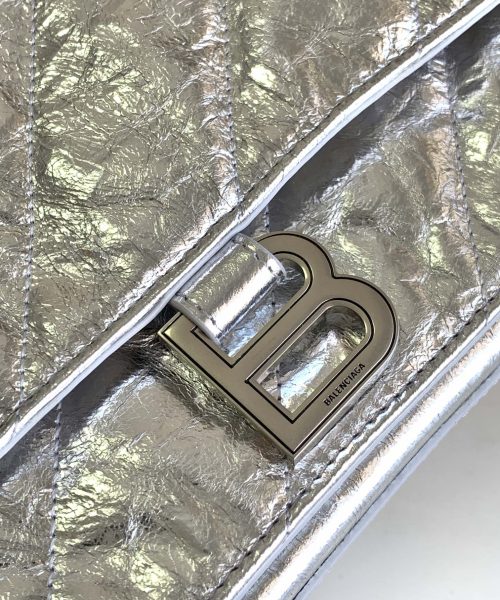 Crush Medium Chain Bag Metallized Quilted In Sliver Tone For Women 12.2in/31cm 716351210IW8110