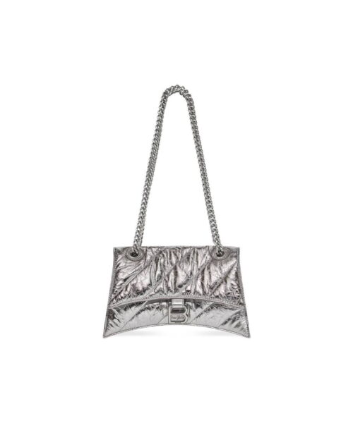 Crush Medium Chain Bag Metallized Quilted In Sliver Tone For Women 12.2in/31cm 716351210IW8110