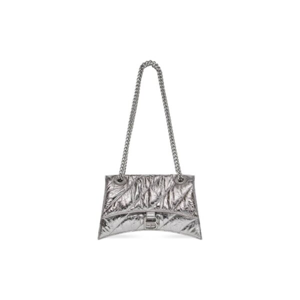 Crush Medium Chain Bag Metallized Quilted In Sliver Tone For Women 12.2in/31cm 716351210IW8110