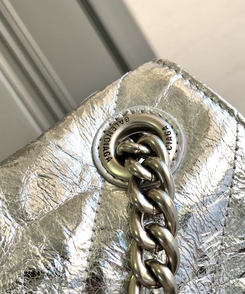 Crush Medium Chain Bag Metallized Quilted In Sliver Tone For Women 12.2in/31cm 716351210IW8110