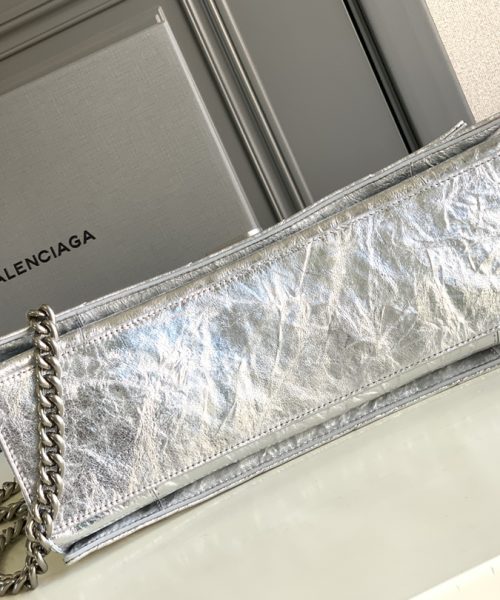 Crush Medium Chain Bag Metallized Quilted In Sliver Tone For Women 12.2in/31cm 716351210IW8110