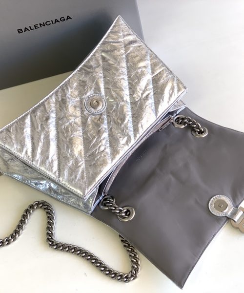 Crush Medium Chain Bag Metallized Quilted In Sliver Tone For Women 12.2in/31cm 716351210IW8110