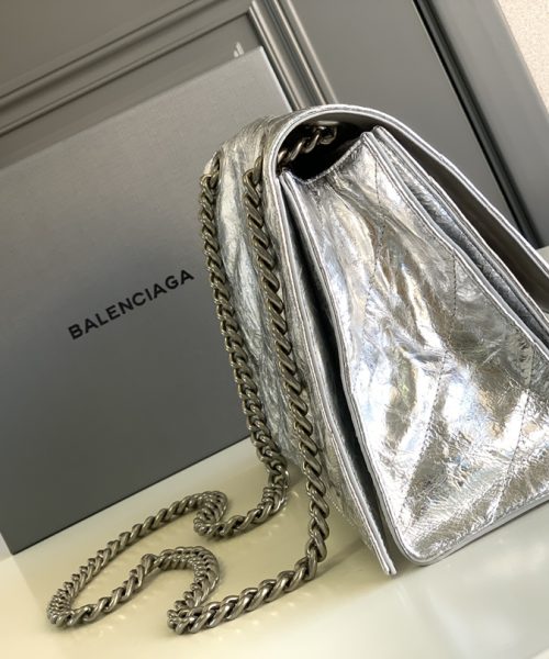 Crush Medium Chain Bag Metallized Quilted In Sliver Tone For Women 12.2in/31cm 716351210IW8110