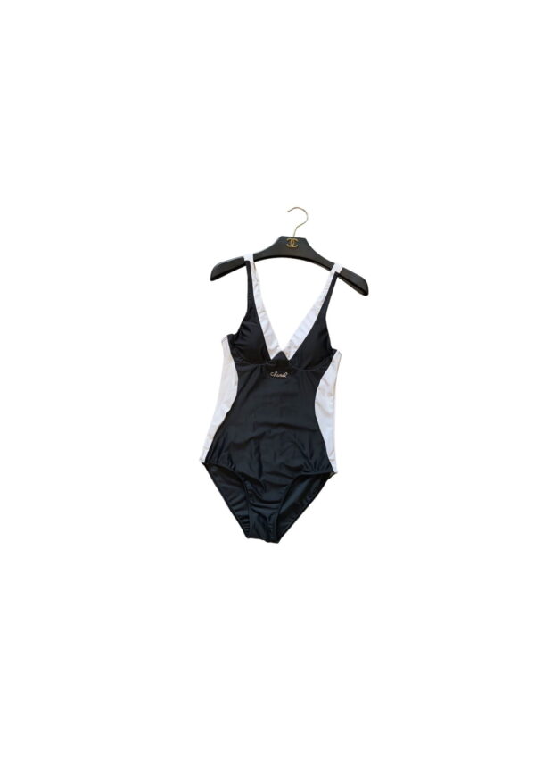 Cut-Out One Piece Swimsuit Black And White For Women