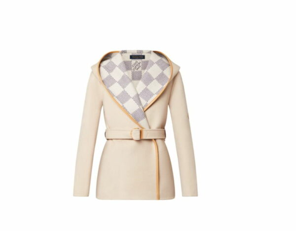 Damier Azur Wrap Pea Coat Beige For Women 1A9SJ7