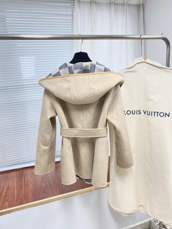 Damier Azur Wrap Pea Coat Beige For Women 1A9SJ7