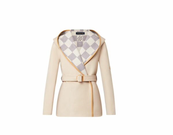 Damier Azur Wrap Pea Coat Beige For Women 1A9SJ7