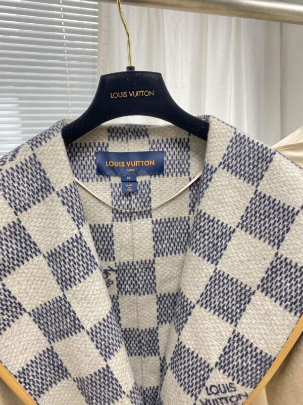 Damier Azur Wrap Pea Coat Beige For Women 1A9SJ7