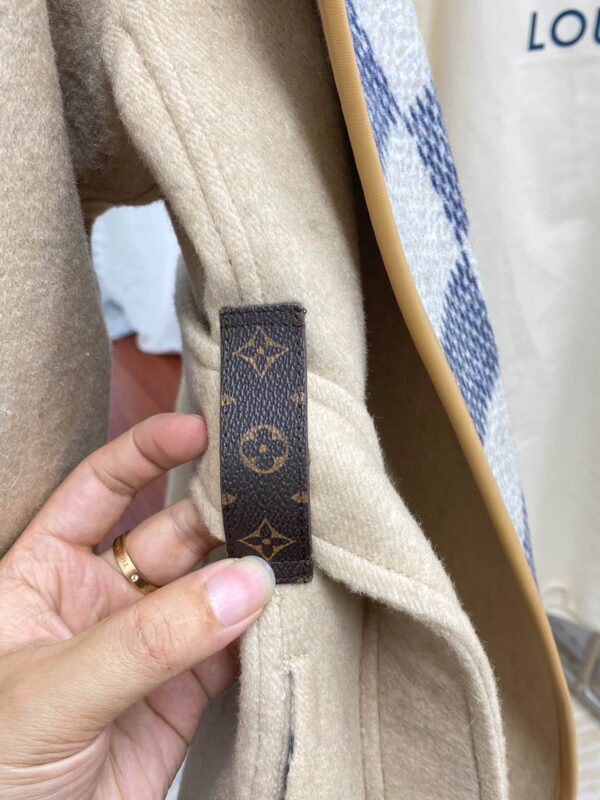 Damier Azur Wrap Pea Coat Beige For Women 1A9SJ7