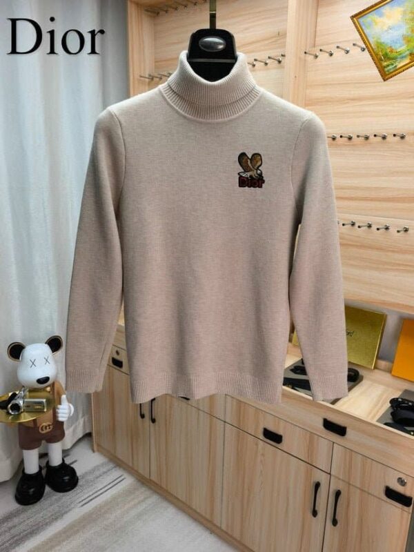 Dior Bee Logo Neck Sweater Beige For Men