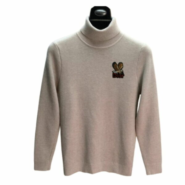 Dior Bee Logo Neck Sweater Beige For Men