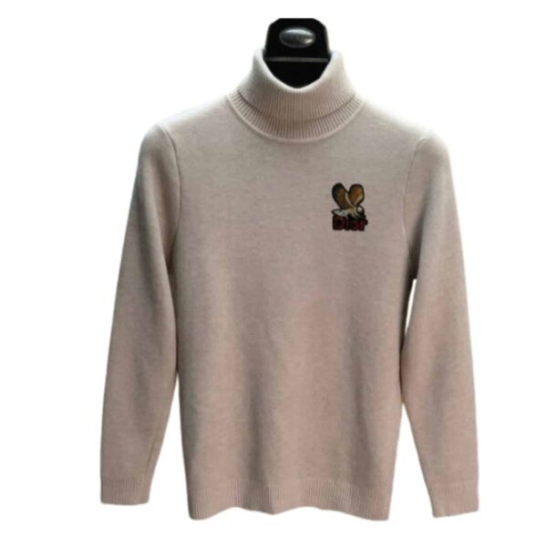 Dior Bee Logo Neck Sweater Beige For Men