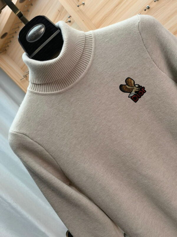 Dior Bee Logo Neck Sweater Beige For Men