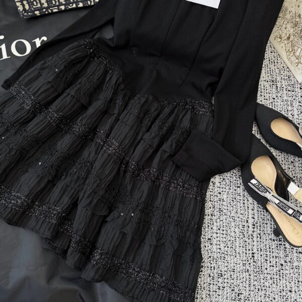 Dior Crocheted Lace Mini Dress Black For Women