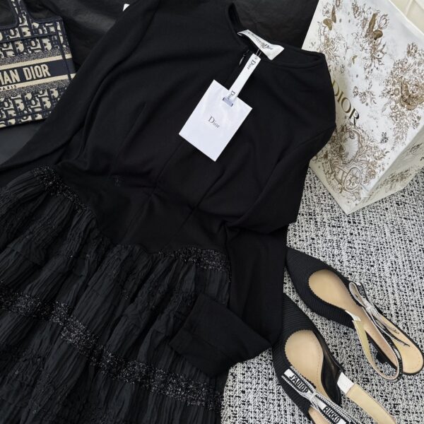 Dior Crocheted Lace Mini Dress Black For Women