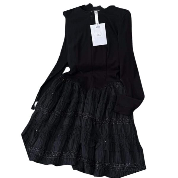 Dior Crocheted Lace Mini Dress Black For Women