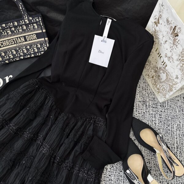 Dior Crocheted Lace Mini Dress Black For Women