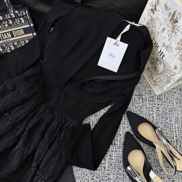 Dior Crocheted Lace Mini Dress Black For Women