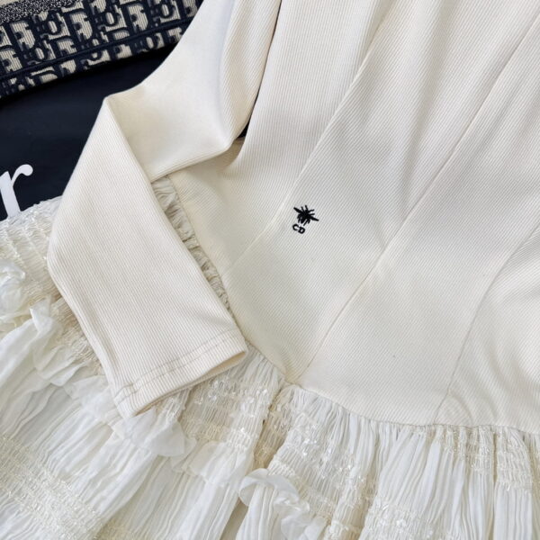 Dior Crocheted Lace Mini Dress White For Women