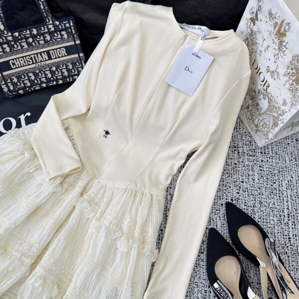 Dior Crocheted Lace Mini Dress White For Women