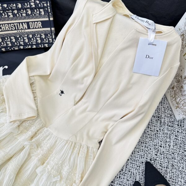 Dior Crocheted Lace Mini Dress White For Women