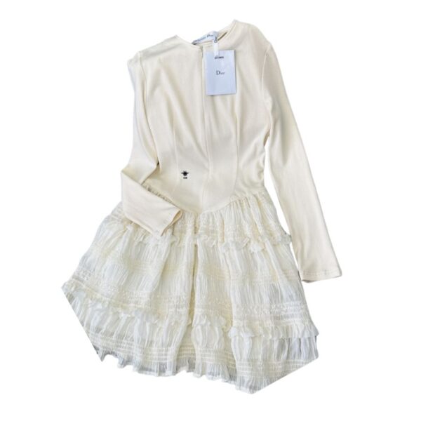 Dior Crocheted Lace Mini Dress White For Women