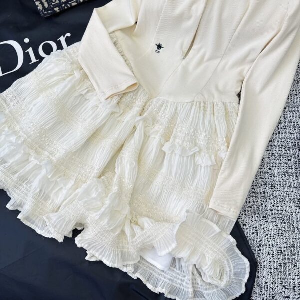 Dior Crocheted Lace Mini Dress White For Women
