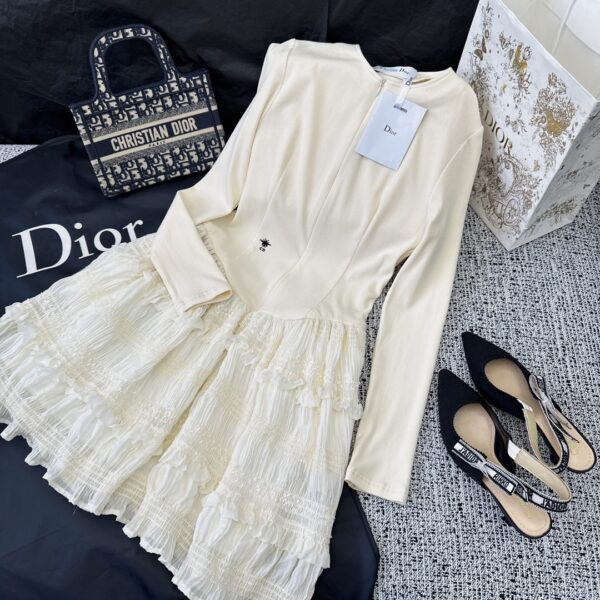 Dior Crocheted Lace Mini Dress White For Women