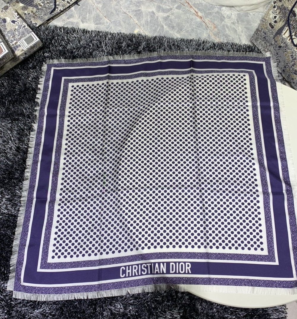 Dior D-Cannage 90 Square Scarf Blue 35in/90cm