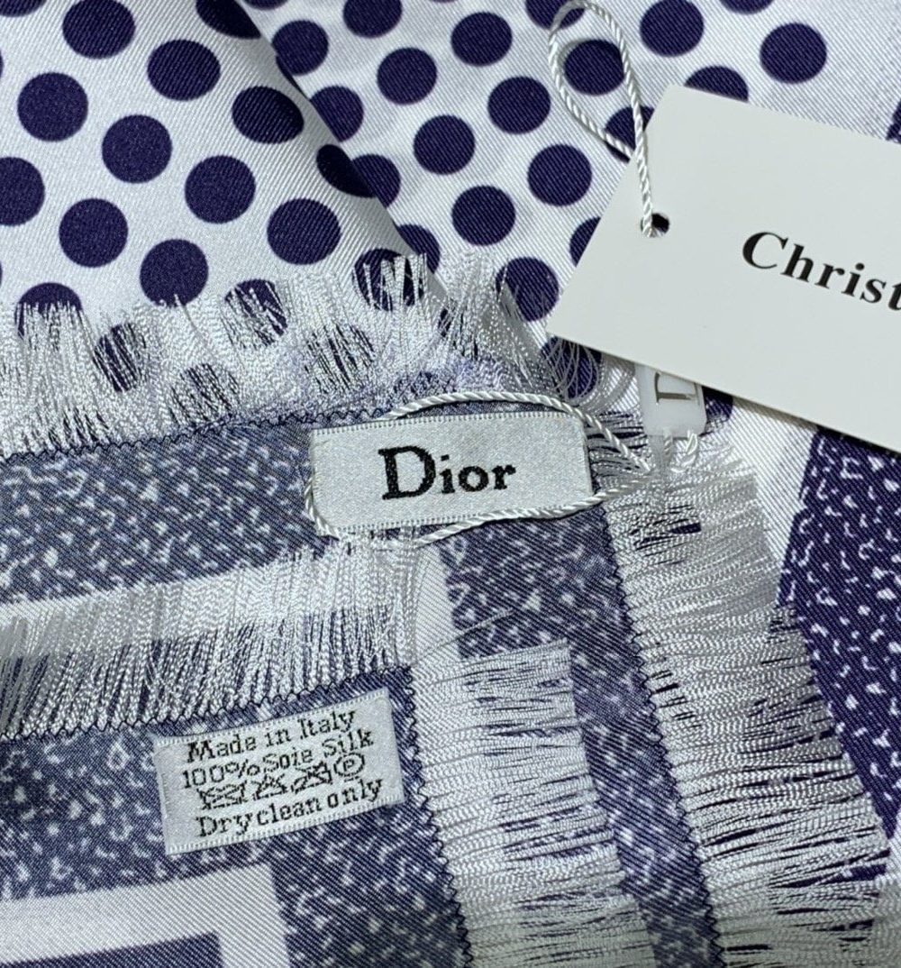 Dior D-Cannage 90 Square Scarf Blue 35in/90cm