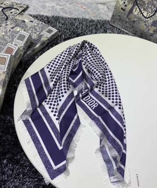 Dior D-Cannage 90 Square Scarf Blue 35in/90cm 