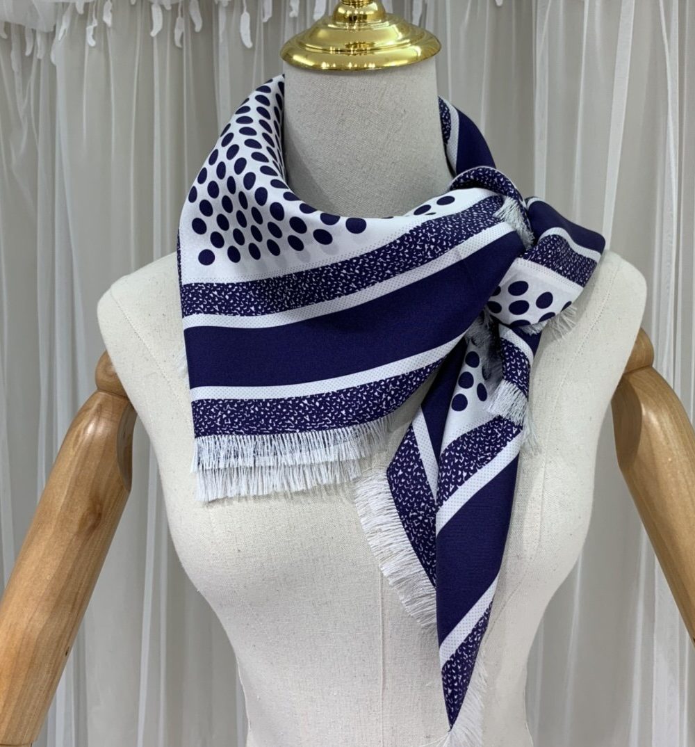 Dior D-Cannage 90 Square Scarf Blue 35in/90cm