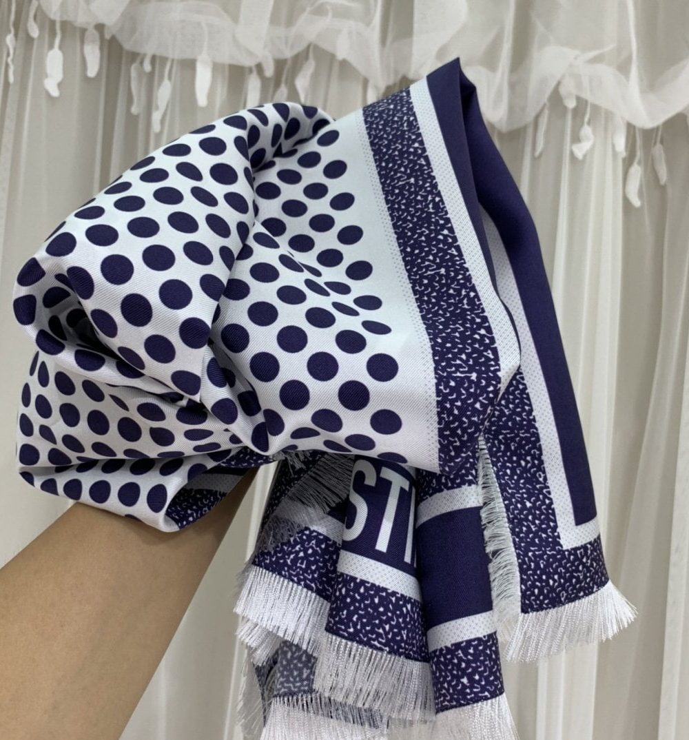 Dior D-Cannage 90 Square Scarf Blue 35in/90cm