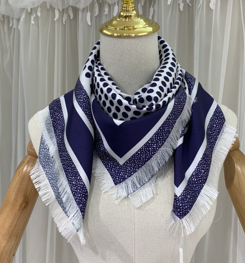 Dior D-Cannage 90 Square Scarf Blue 35in/90cm