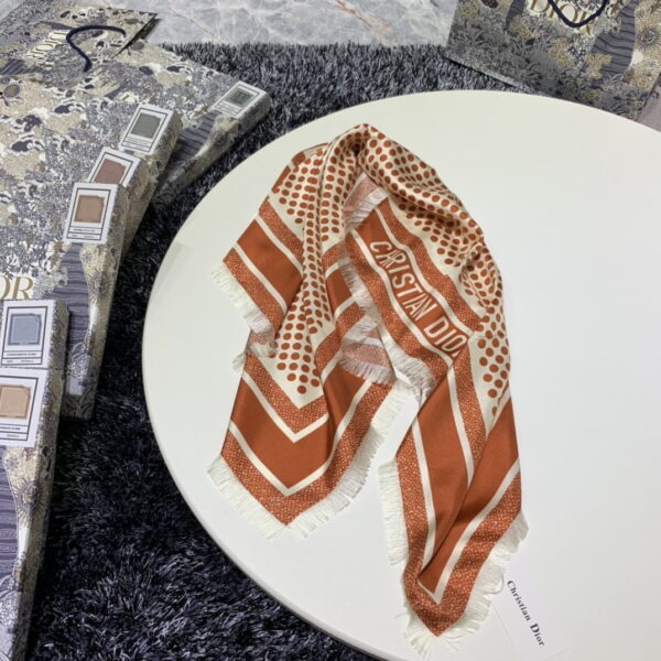 Dior D-Cannage 90 Square Scarf Brown 35in/90cm 