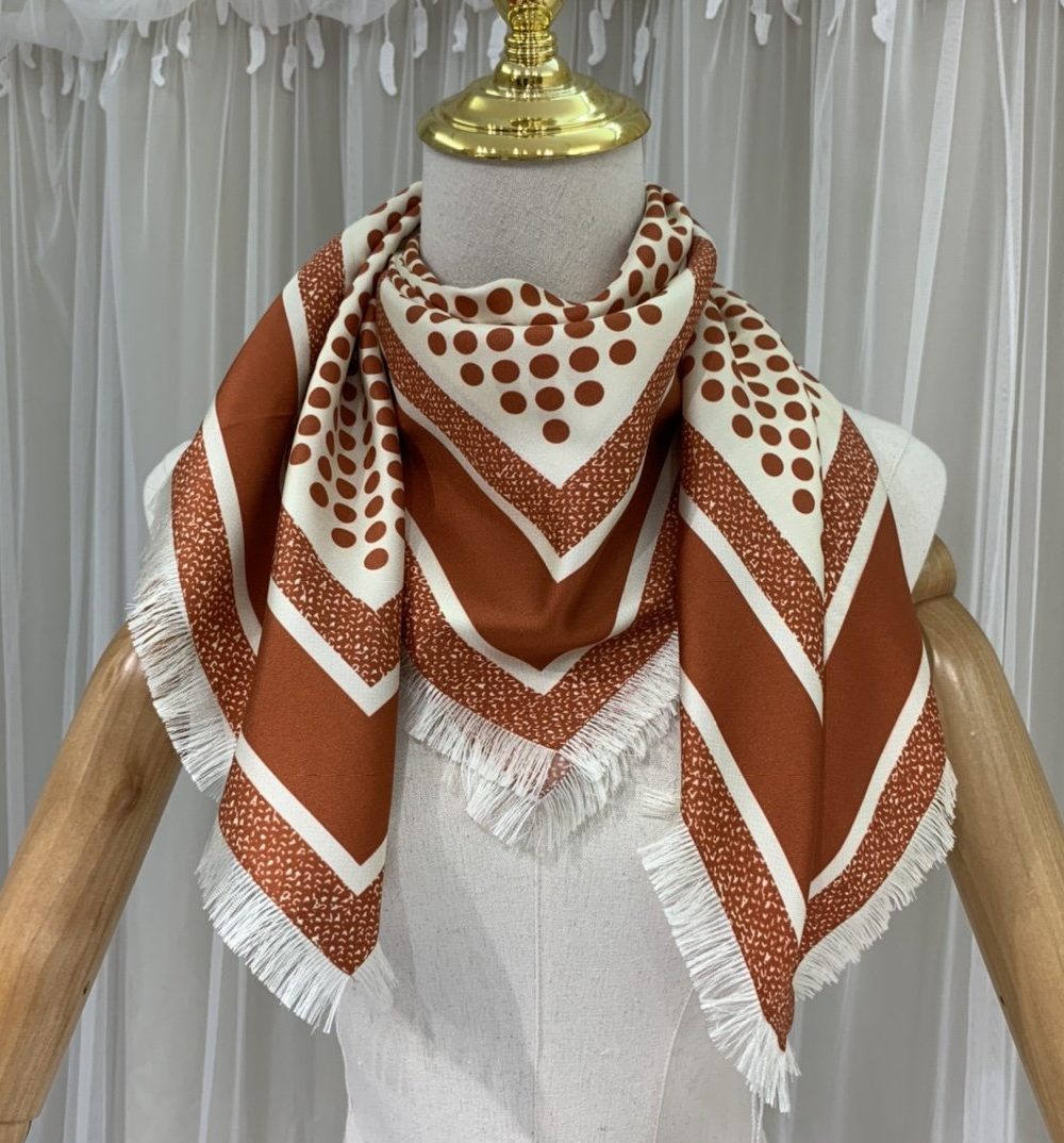 Dior D-Cannage 90 Square Scarf Brown 35in/90cm 