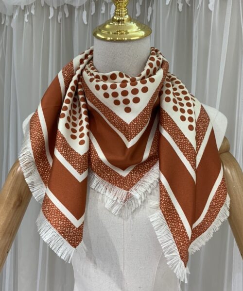 Dior D-Cannage 90 Square Scarf Brown 35in/90cm