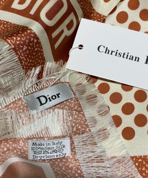 Dior D-Cannage 90 Square Scarf Brown 35in/90cm 