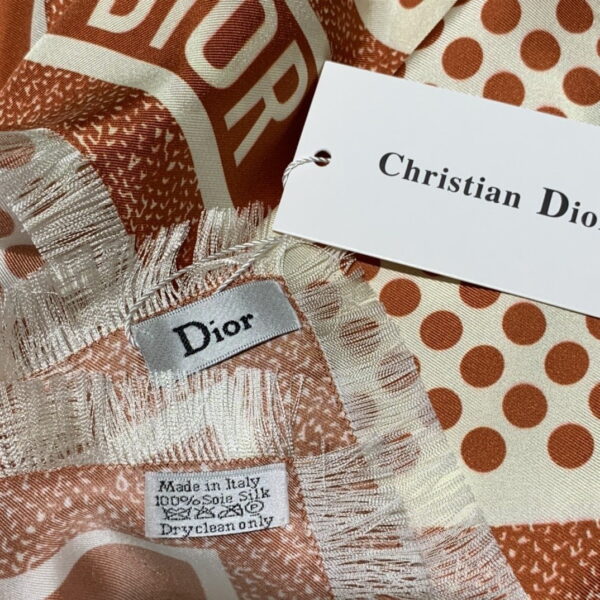 Dior D-Cannage 90 Square Scarf Brown 35in/90cm 