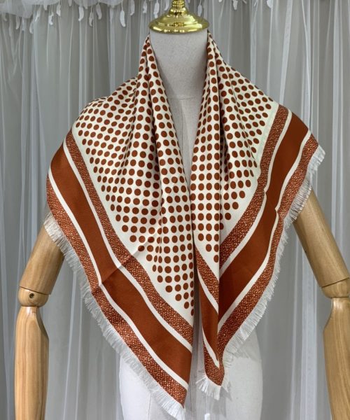 Dior D-Cannage 90 Square Scarf Brown 35in/90cm 