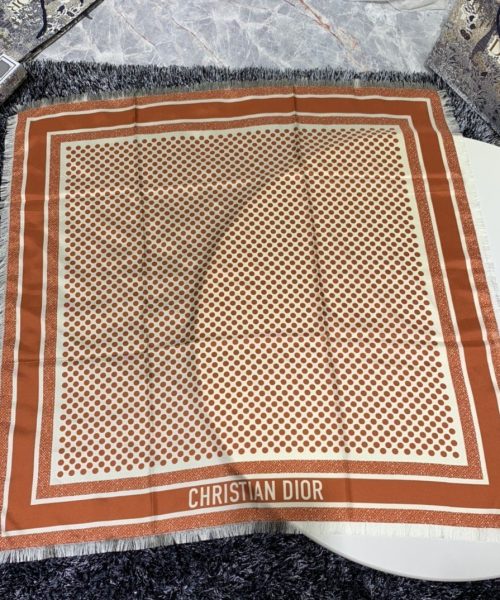 Dior D-Cannage 90 Square Scarf Brown 35in/90cm 