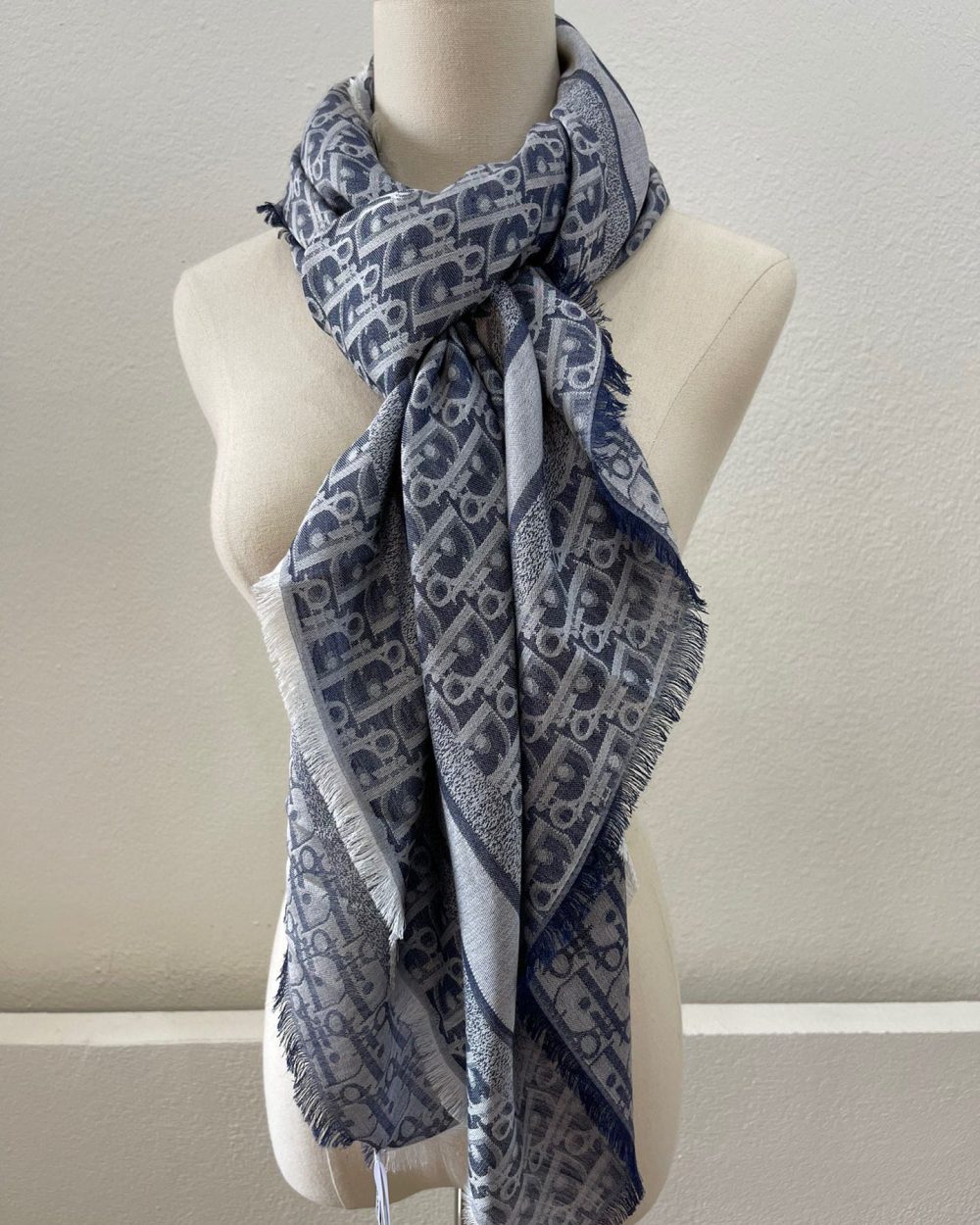 Dior D-Oblique Shawl Scarf Grey 140cm/55in 