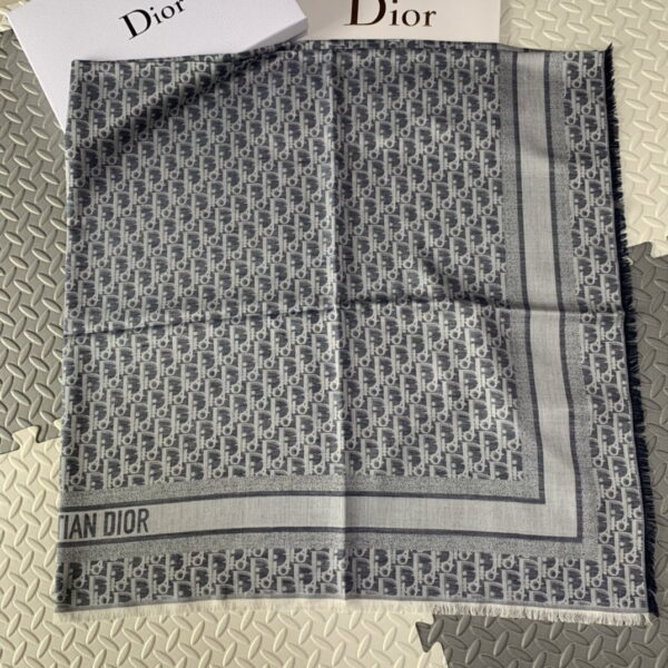 Dior D-Oblique Shawl Scarf Grey 140cm/55in