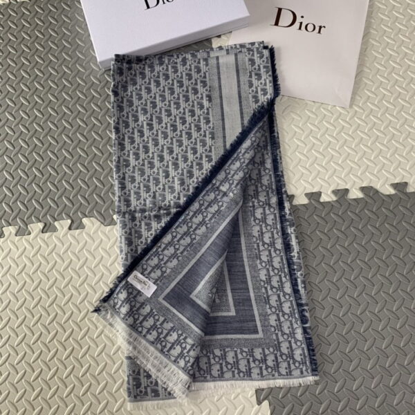 Dior D-Oblique Shawl Scarf Grey 140cm/55in