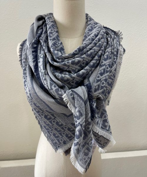 Dior D-Oblique Shawl Scarf Grey 140cm/55in 