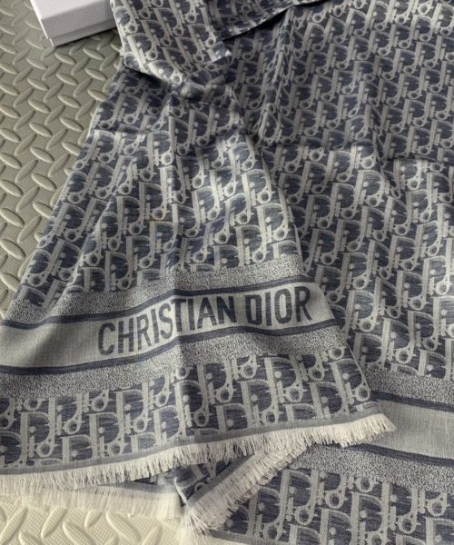 Dior D-Oblique Shawl Scarf Grey 140cm/55in 