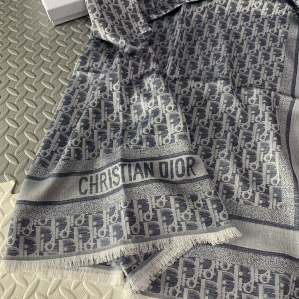 Dior D-Oblique Shawl Scarf Grey 140cm/55in