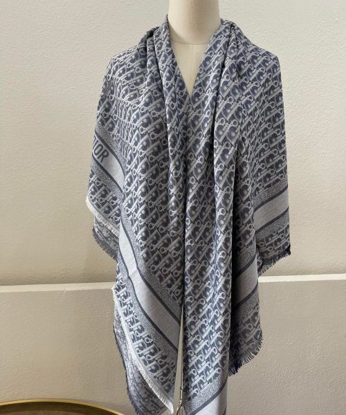 Dior D-Oblique Shawl Scarf Grey 140cm/55in 